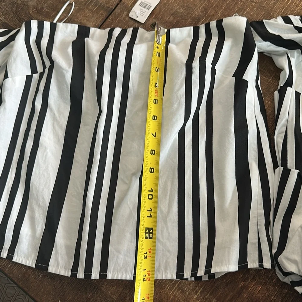 NEW! Mare Mare X Anthropologie Off The Shoulder Blouse Black & White Size Xs